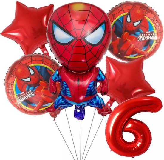 Spider-Man ballon set voor 6 jaar - Complete feestdecoratie voor kinderfeest en verjaardag