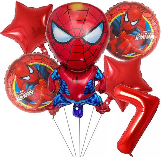 Spider-Man ballon set voor 7 jaar - Complete feestdecoratie voor kinderfeest en verjaardag