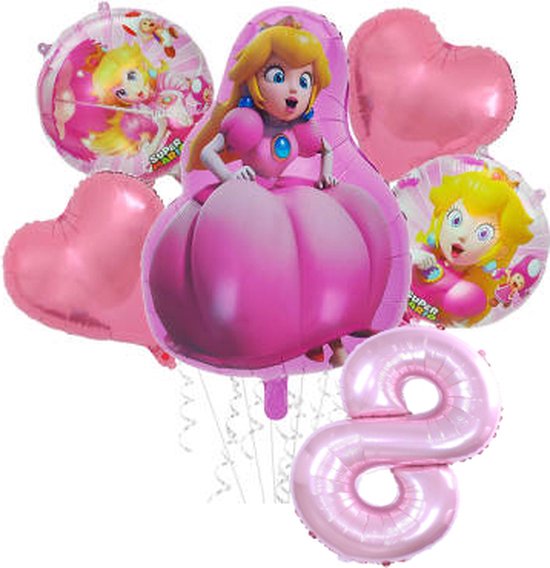 Folieballon set Princess Peach 8 jaar