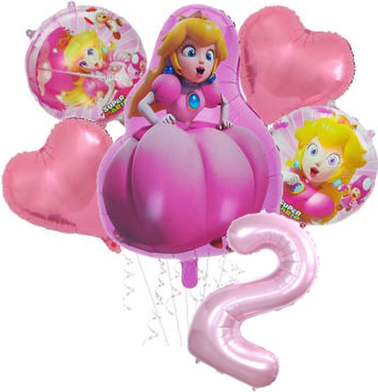 Super Mario Prinses Peach set - 73x52cm - Folie Ballon - princess peach - Themafeest - Verjaardag - Ballonnen - Versiering - Helium ballon