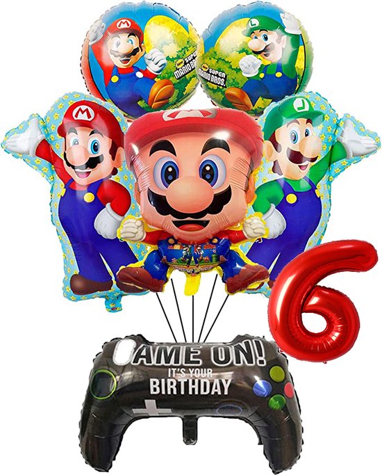 Super Mario ballon set - 60x44cm - Folie Ballon - Super Mario - Luigi - Game - Gaming - Playstation - Xbox- Themafeest - Verjaardag - Ballonnen - Versiering - Helium ballon