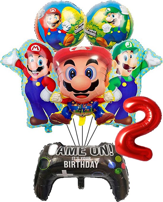 Super Mario ballon set - 60x44cm - Folie Ballon - Super Mario - Luigi - Game - Gaming - Playstation - Xbox- Themafeest - Verjaardag - Ballonnen - Versiering - Helium ballon