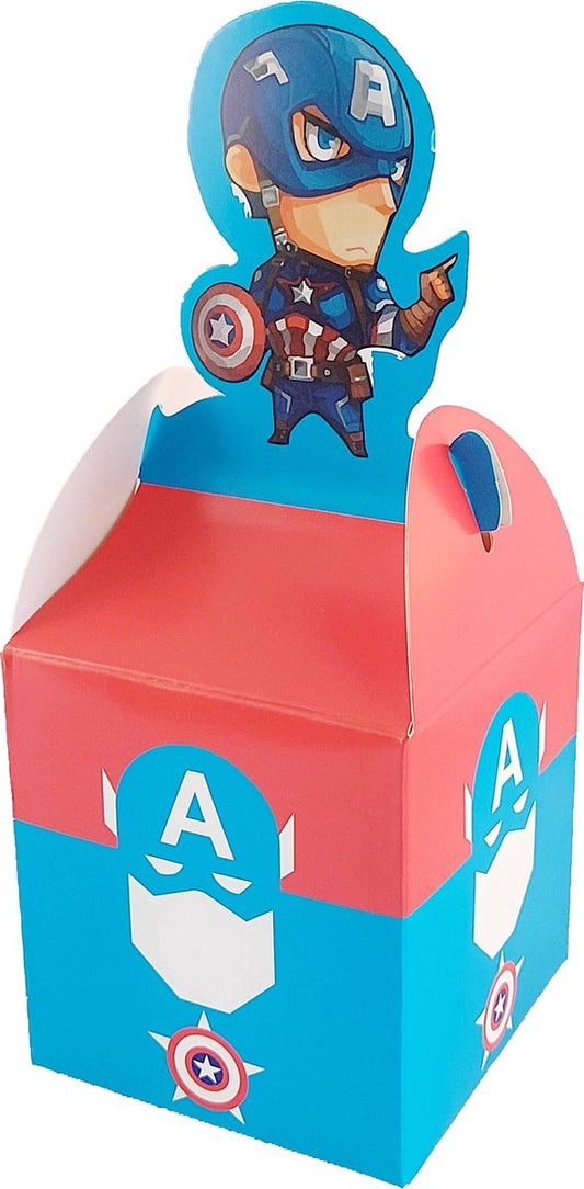 Captain America - traktatie doosje - uitdeeldoosje - kinderfeestje -verjaardag - traktaties - superhero - 10 stuks