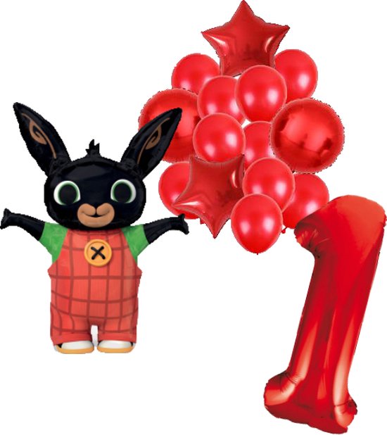 Bing ballon set voor 1 jaar - Complete feestdecoratie voor kinderfeest en verjaardag
