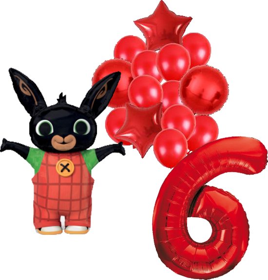 Bing ballon set voor 6 jaar - Complete feestdecoratie voor kinderfeest en verjaardag