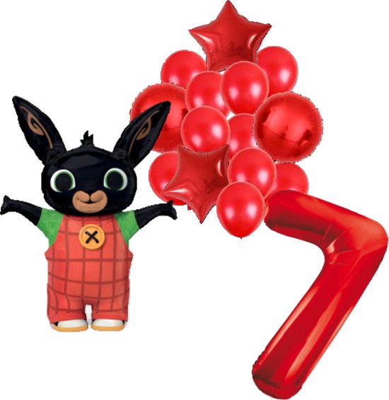 Bing ballon set voor 7 jaar - Complete feestdecoratie voor kinderfeest en verjaardag