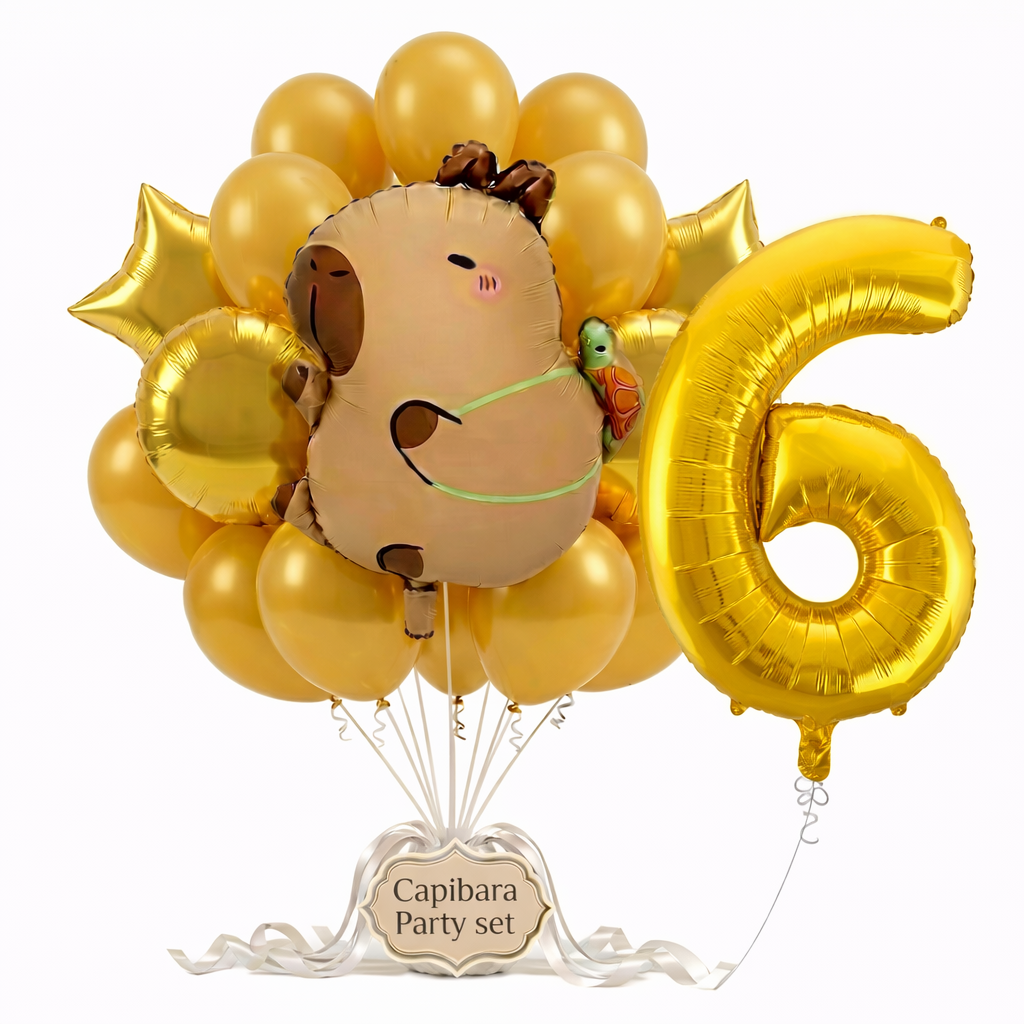 Capibara Kavia ballon set voor 6 jaar - Complete feestdecoratie voor kinderfeest en verjaardag