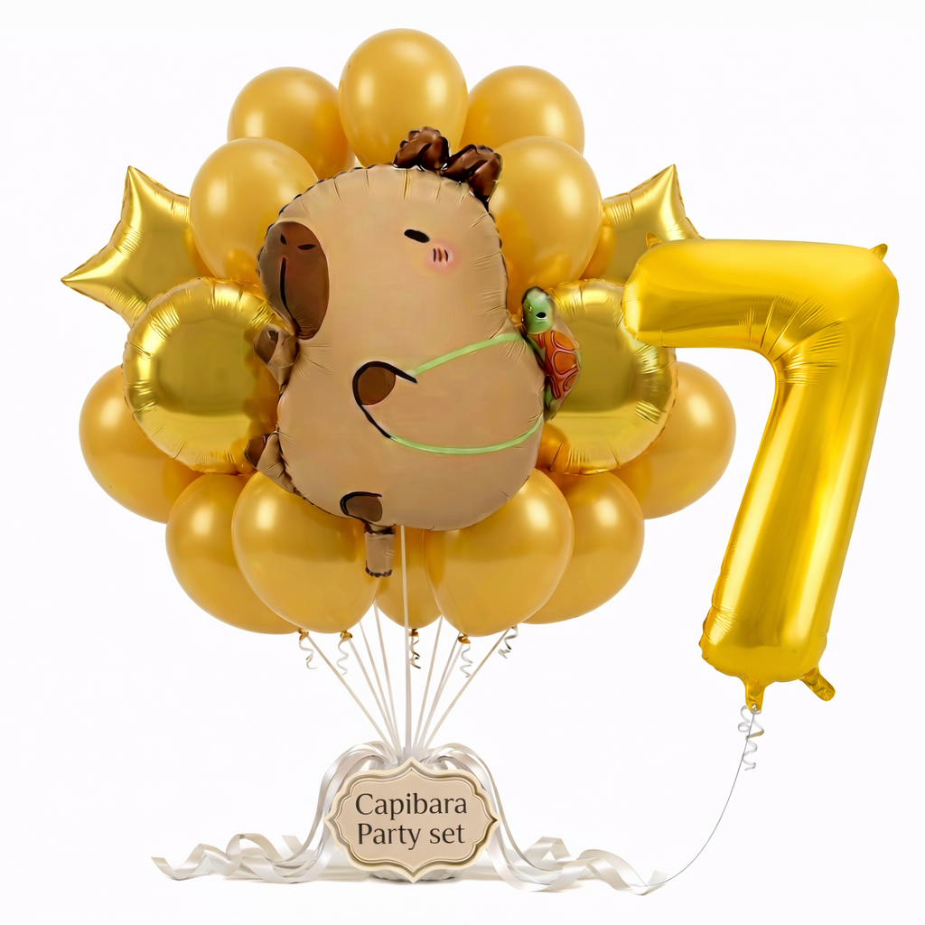 Capibara Kavia ballon set voor 7 jaar - Complete feestdecoratie voor kinderfeest en verjaardag