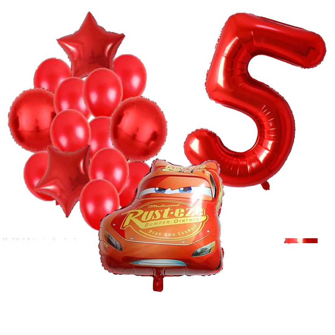 Cars ballonnen pakket - 59x53cm - Folie Ballon - Auto - Race - Racing - Themafeest - 5 jaar - Verjaardag - Ballonnen - Versiering - Helium ballon