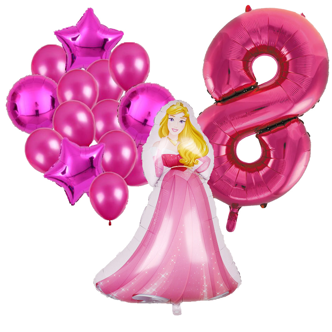 Folieballon set Doornroosje 8 jaar