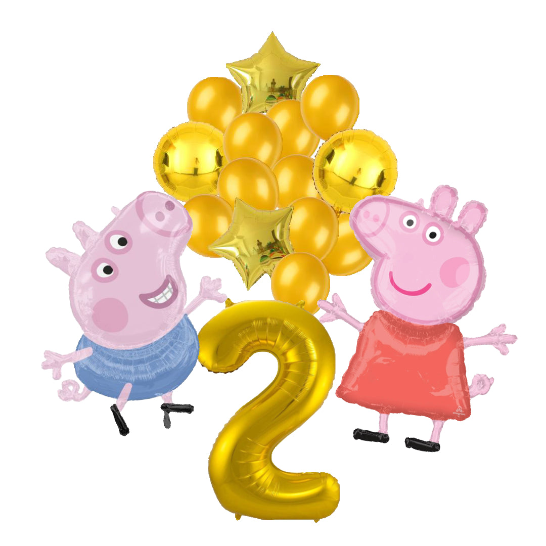 Peppa Pig en George Pig ballon set voor 2 jaar - Complete feestdecoratie voor kinderfeest en verjaardag