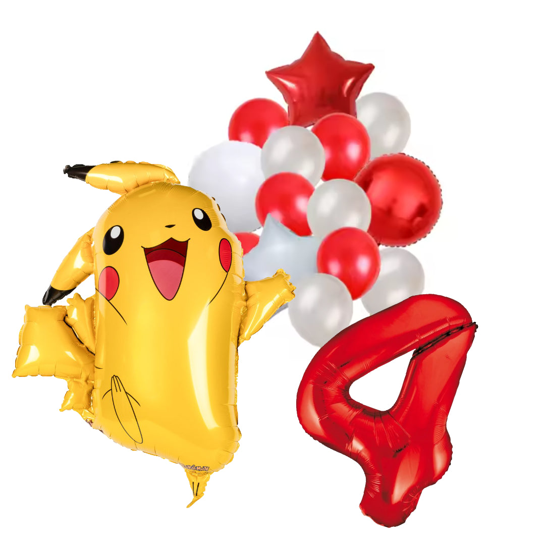 Pokemon Pikachu ballon set voor 4 jaar - Complete feestdecoratie voor kinderfeest en verjaardag
