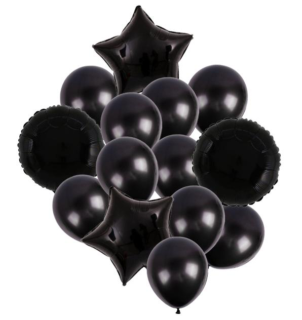 set zwarte ballonnen - ster - rond