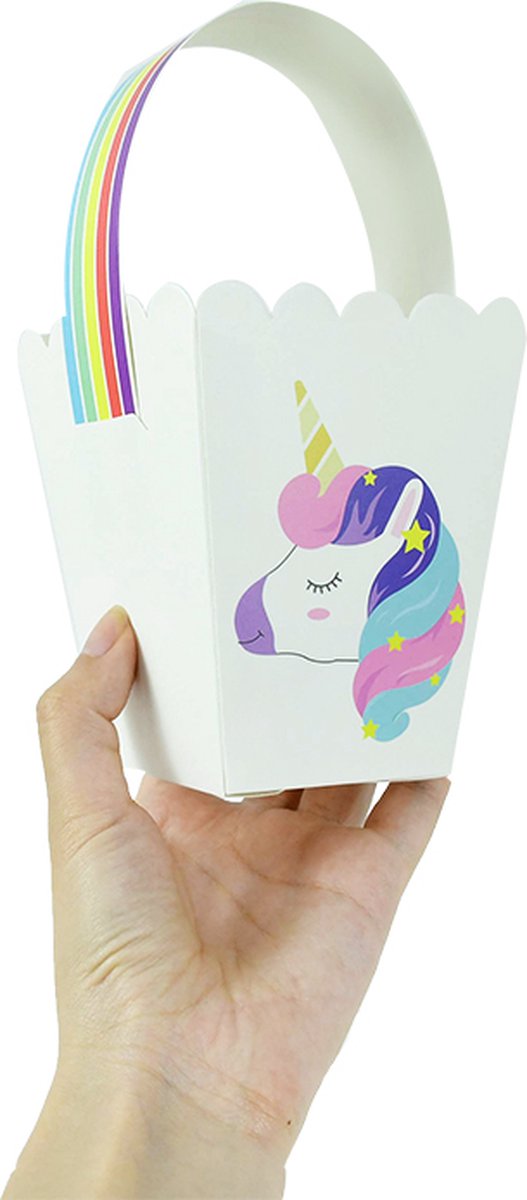 Set van 10 unicorn traktatiedoosjes in pastelkleuren, ideaal voor kinderverjaardagen en uitdeelmomenten