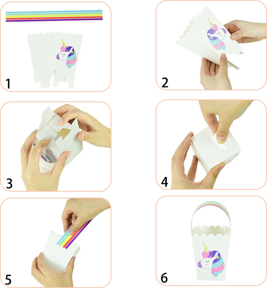 Set van 10 unicorn traktatiedoosjes in pastelkleuren, ideaal voor kinderverjaardagen en uitdeelmomenten