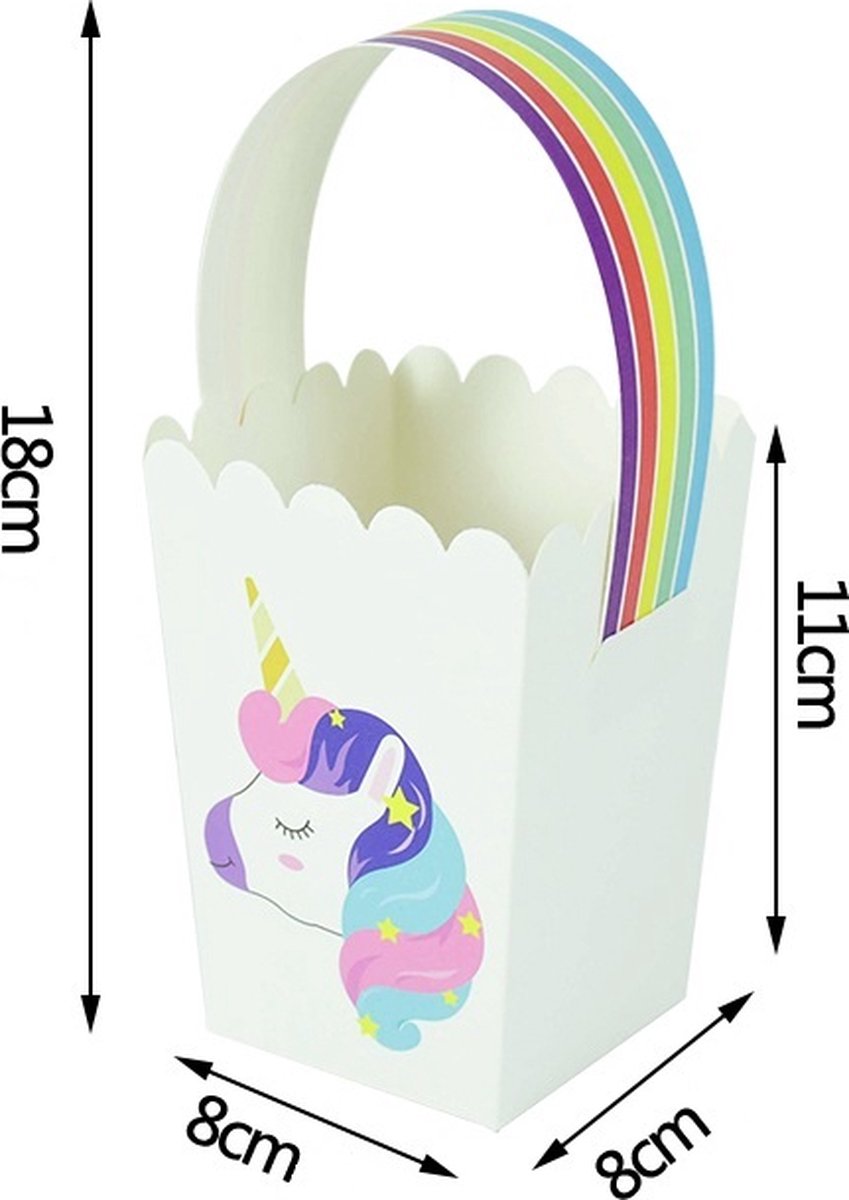 Set van 10 unicorn traktatiedoosjes in pastelkleuren, ideaal voor kinderverjaardagen en uitdeelmomenten