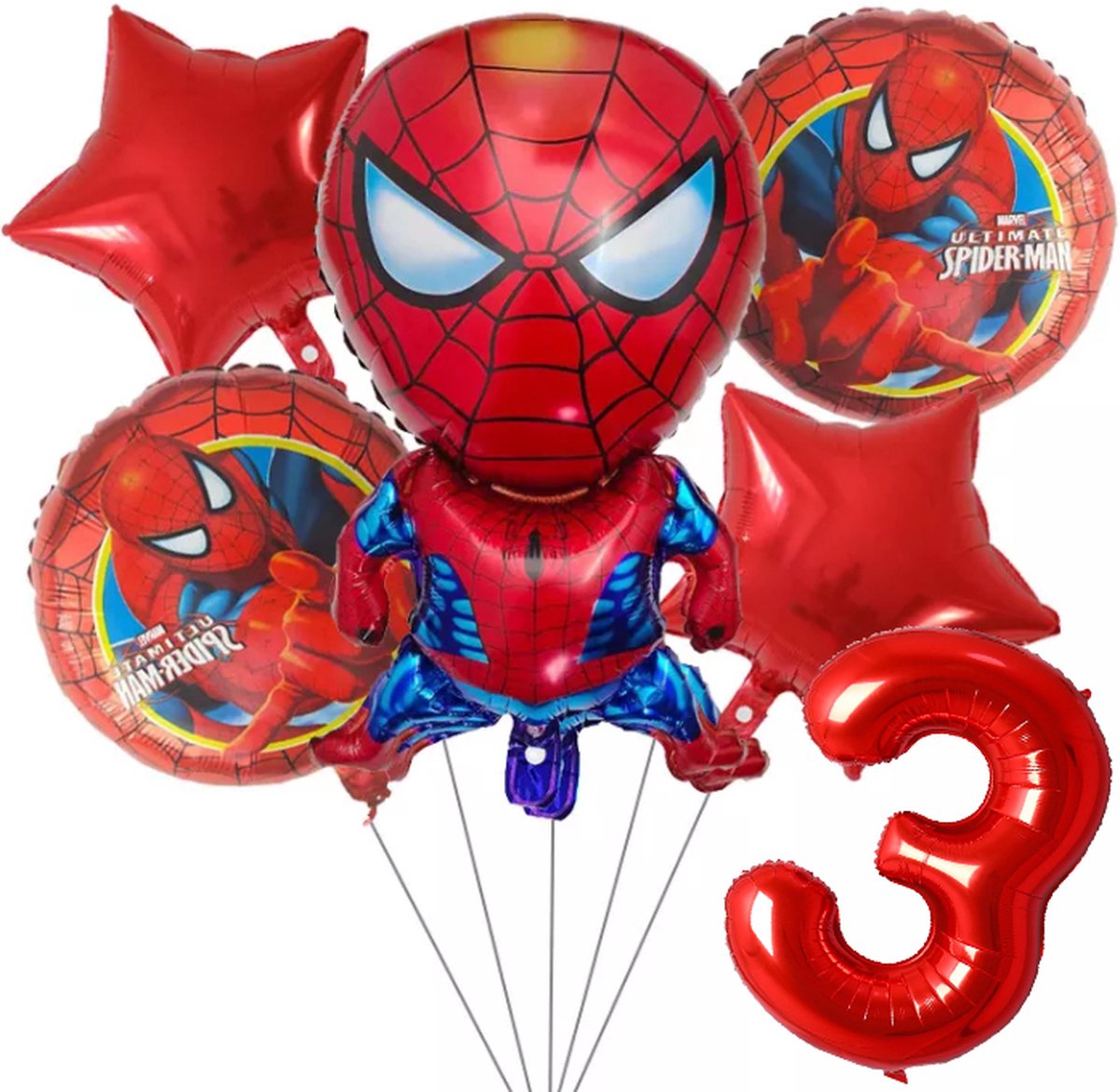 Folieballon set Spiderman 3 jaar