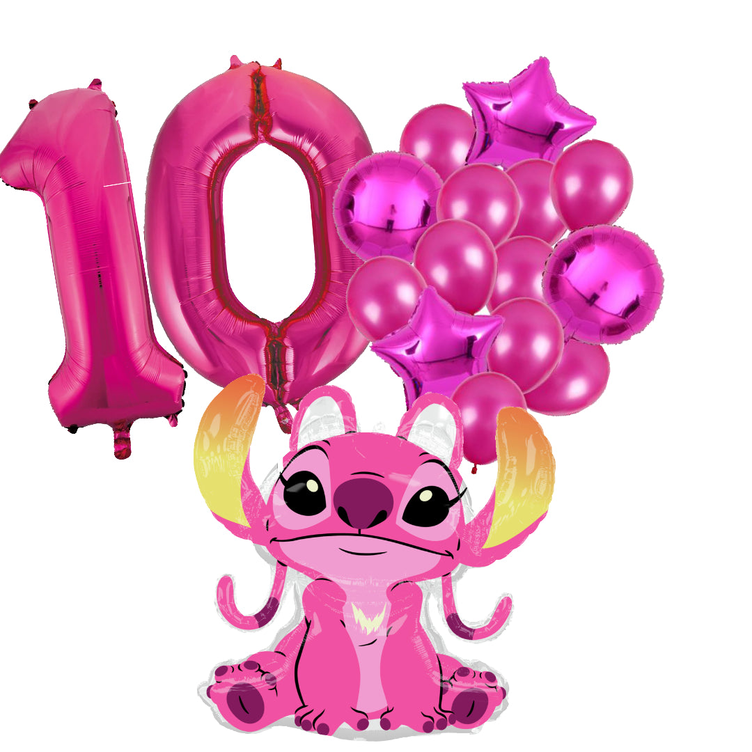Angel Ballon Set - 97x90cm - Folie Ballon + Ster Ballonnen - 10 jaar | Disney | Stitch
