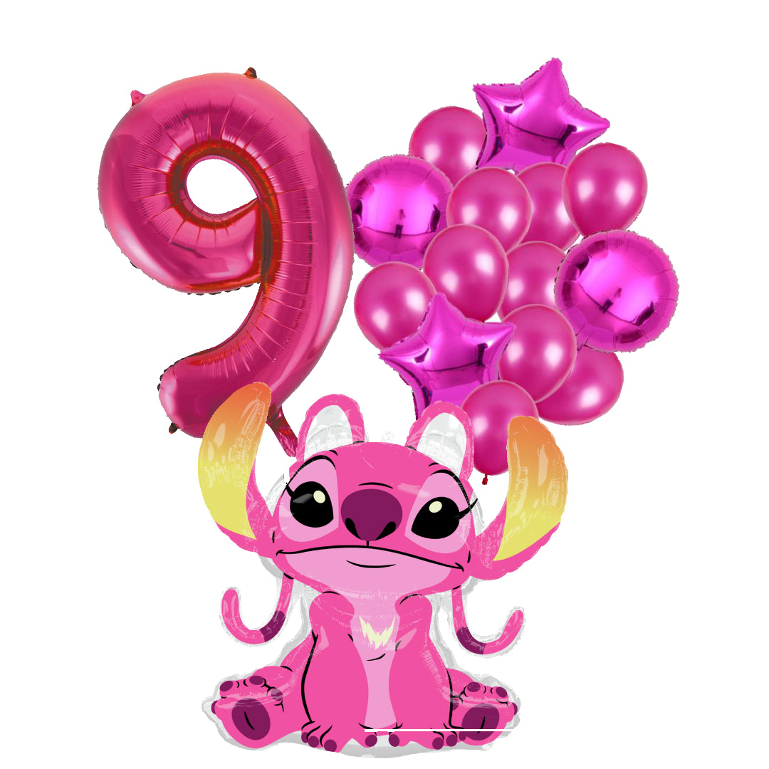 Angel Ballon Set - 97x90cm - Folie Ballon + Ster Ballonnen - 9 jaar | Disney | Stitch