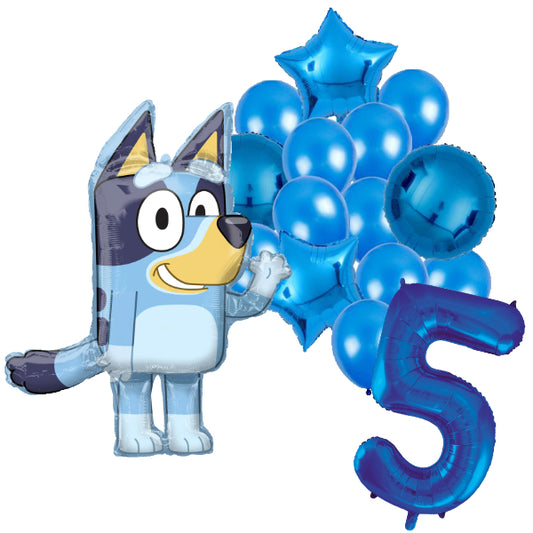 Bluey ballon set voor 5 jaar - Complete feestdecoratie voor kinderfeest en verjaardag