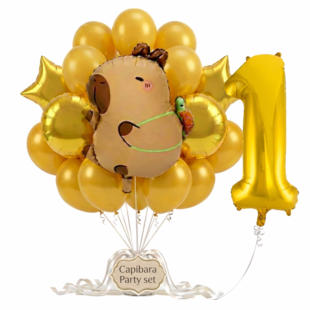 Capibara Kavia ballon set voor 1 jaar - Complete feestdecoratie voor kinderfeest en verjaardag