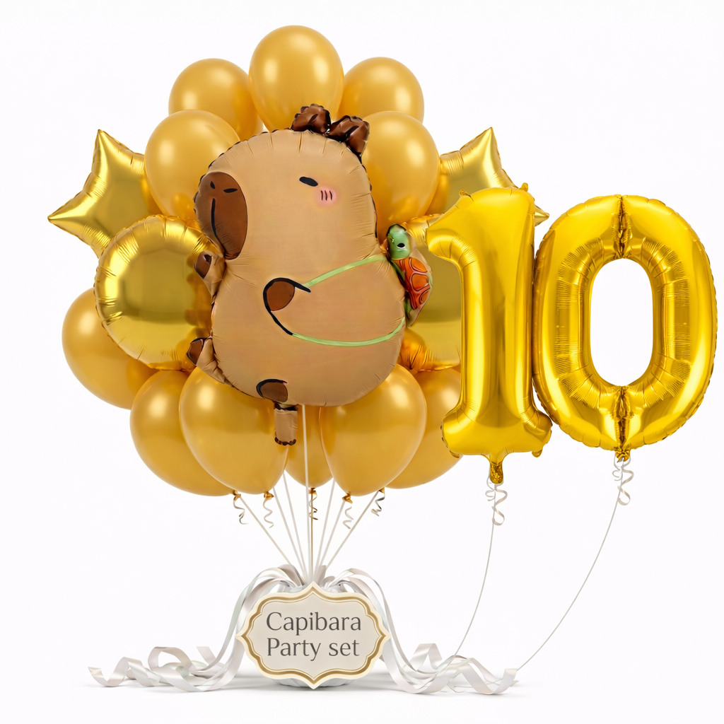 Capibara Kavia ballon set voor 10 jaar - Complete feestdecoratie voor kinderfeest en verjaardag