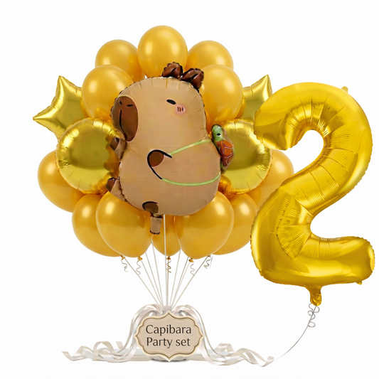 Capibara ballonnen pakket - 57x51cm - Folie Ballon set - 2 jaar - Kavia - Themafeest - Verjaardag - Ballonnen - Versiering - Helium ballon