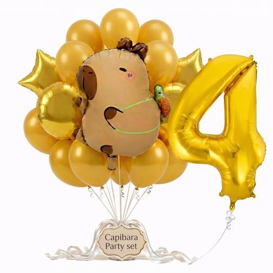 Capibara ballonnen pakket - 57x51cm - Folie Ballon set - 4 jaar - Kavia - Themafeest - Verjaardag - Ballonnen - Versiering - Helium ballon