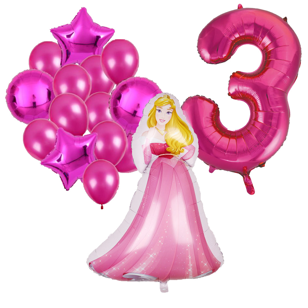 Folieballon set Doornroosje 3 jaar