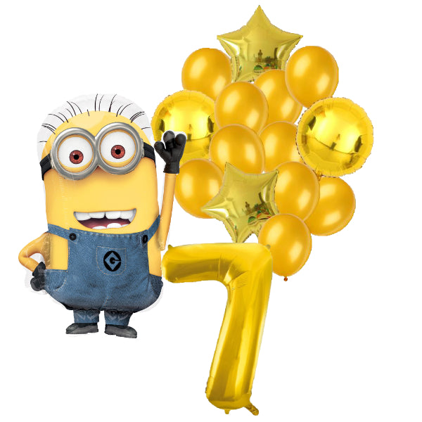 Minions ballon set voor 7 jaar - Complete feestdecoratie voor kinderfeest en verjaardag