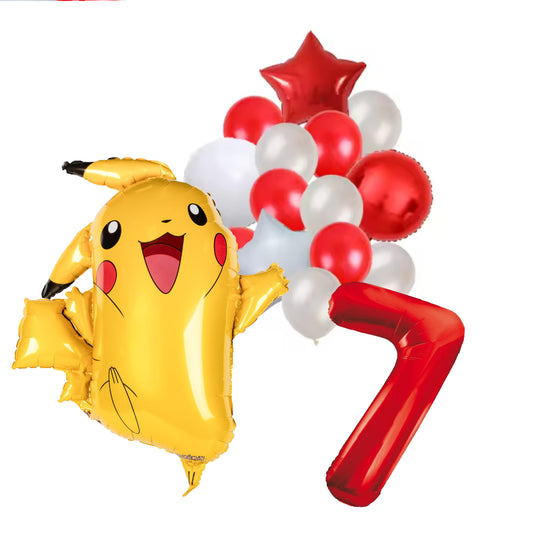 Pokemon Pikachu ballon set voor 7 jaar - Complete feestdecoratie voor kinderfeest en verjaardag