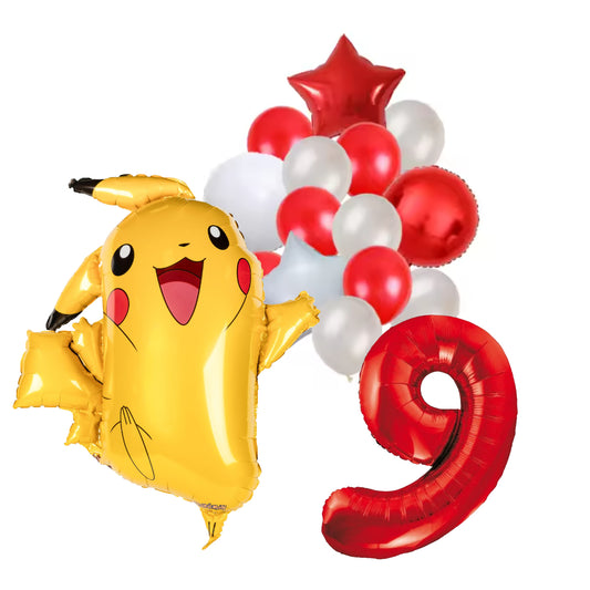 Pokemon Pikachu ballon set voor 9 jaar - Complete feestdecoratie voor kinderfeest en verjaardag