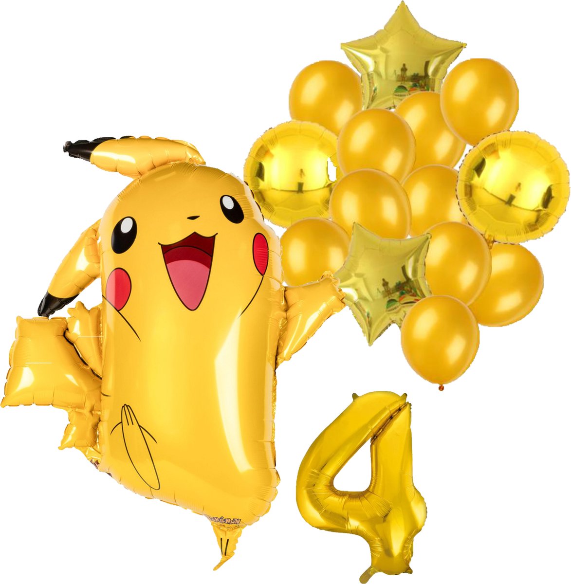 Pokemon Folieballon Set Pikachu 4 jaar - Pokemon ballonnen voor kinderfeest