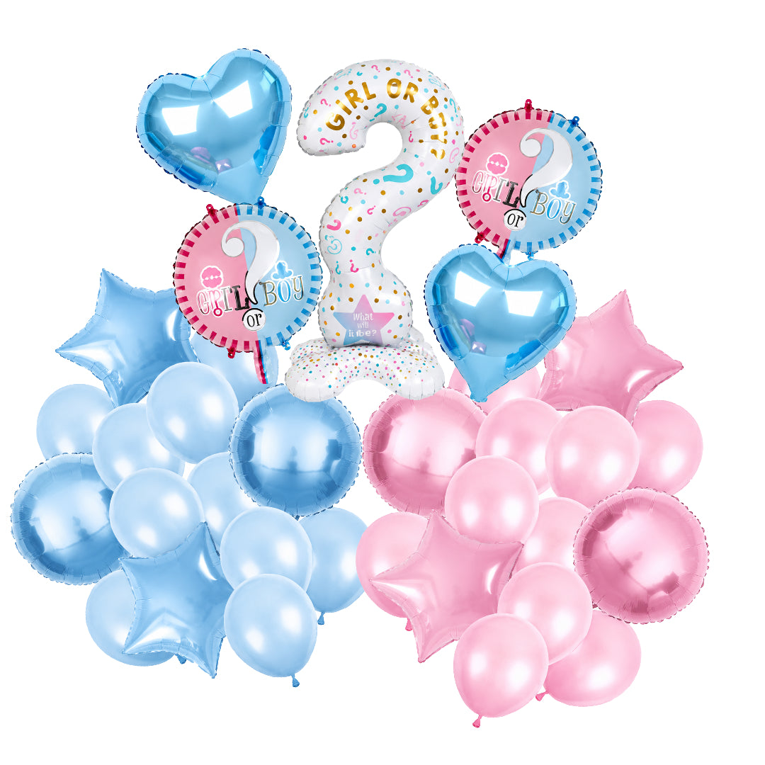 Baby shower ballonnenpakket met blauwe en roze ballonnen voor gender reveal feestdecoratie