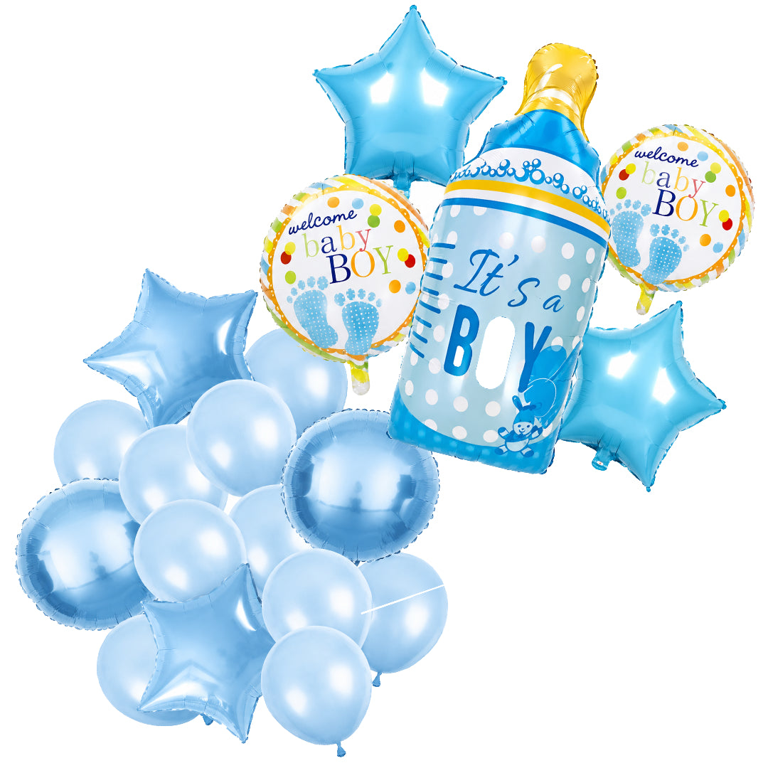 Ballonnenpakket It's a Boy gender reveal babyshower ballonenset met blauwe folie ballonnen