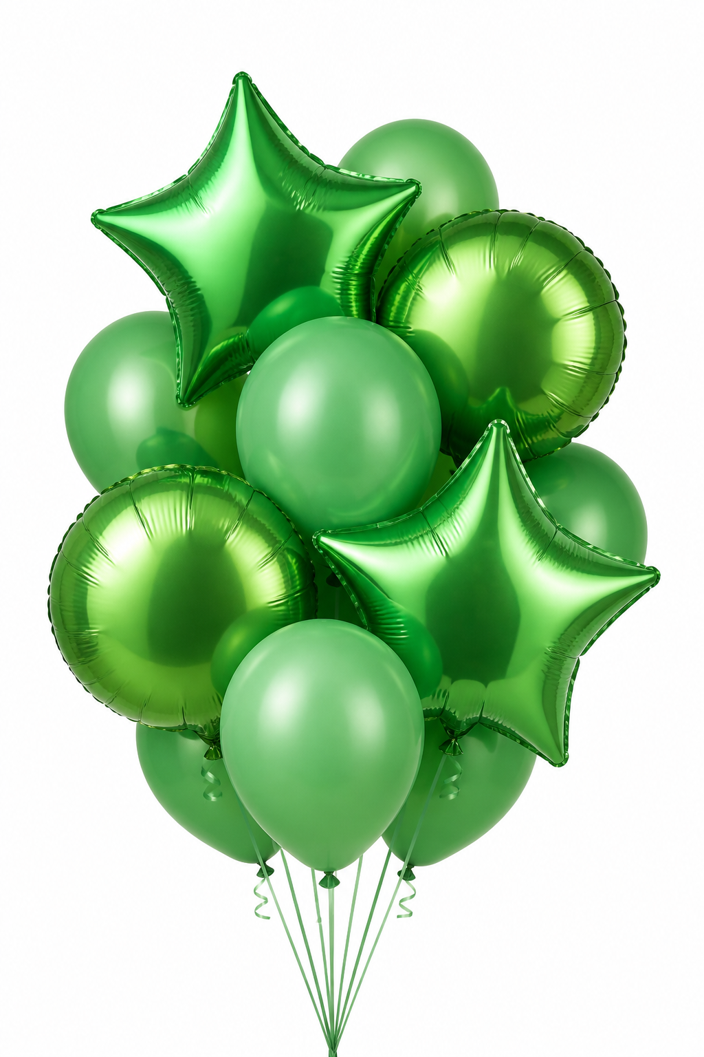 Groene ballonnen set van 14 stuks - groene latexballonnen, ronde folieballonnen en sterballonnen voor feestdecoratie