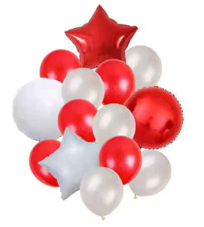 Rode/Witte Ballonnen Set - 14 stuks - Feestdecoratie