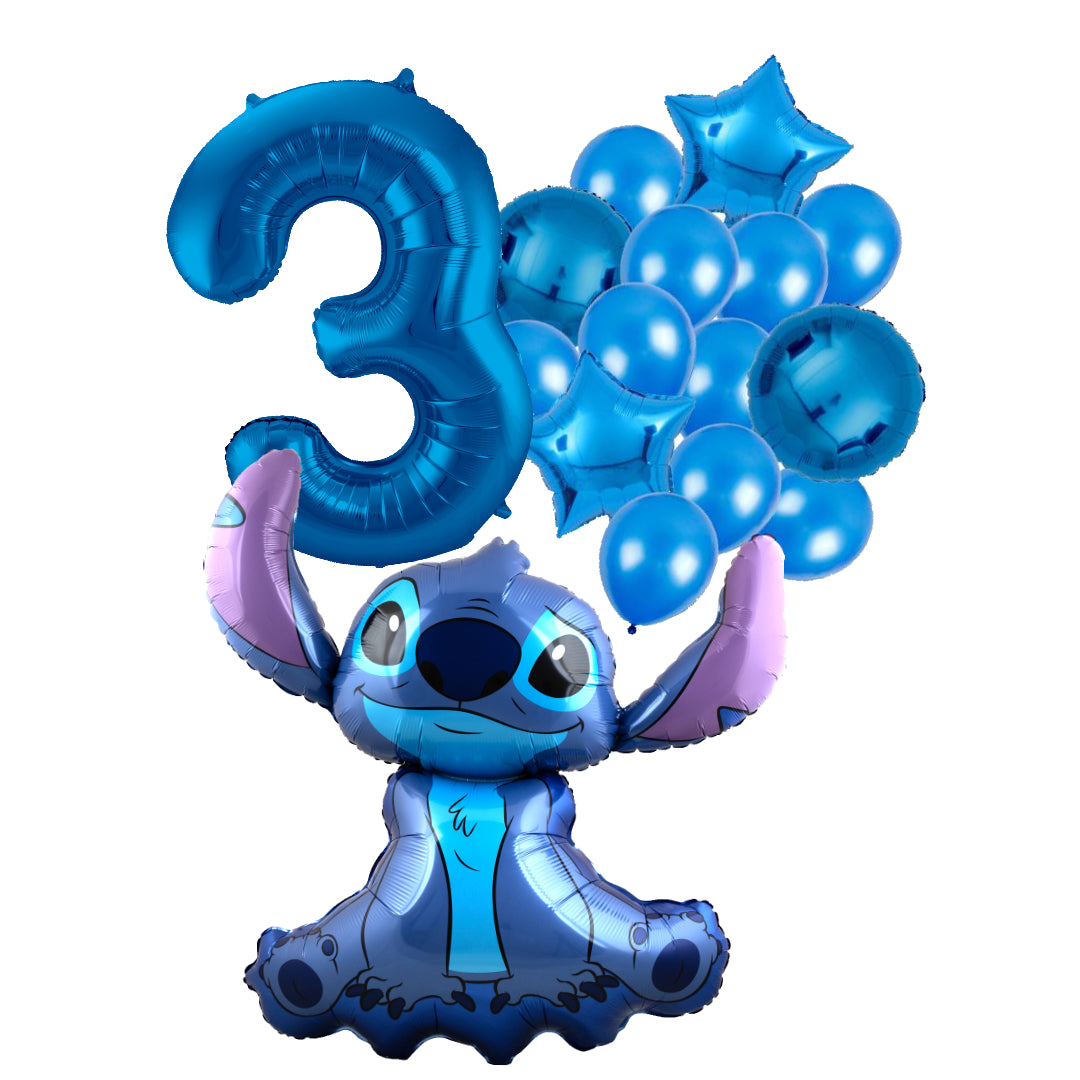 Stitch ballon set 3 jaar - 97x90cm folie ballon voor Disney themafeest