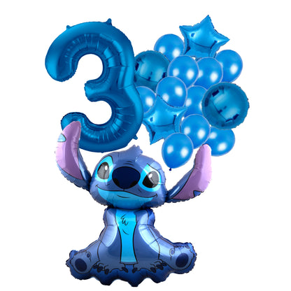 Stitch ballon set 3 jaar - 97x90cm folie ballon voor Disney themafeest