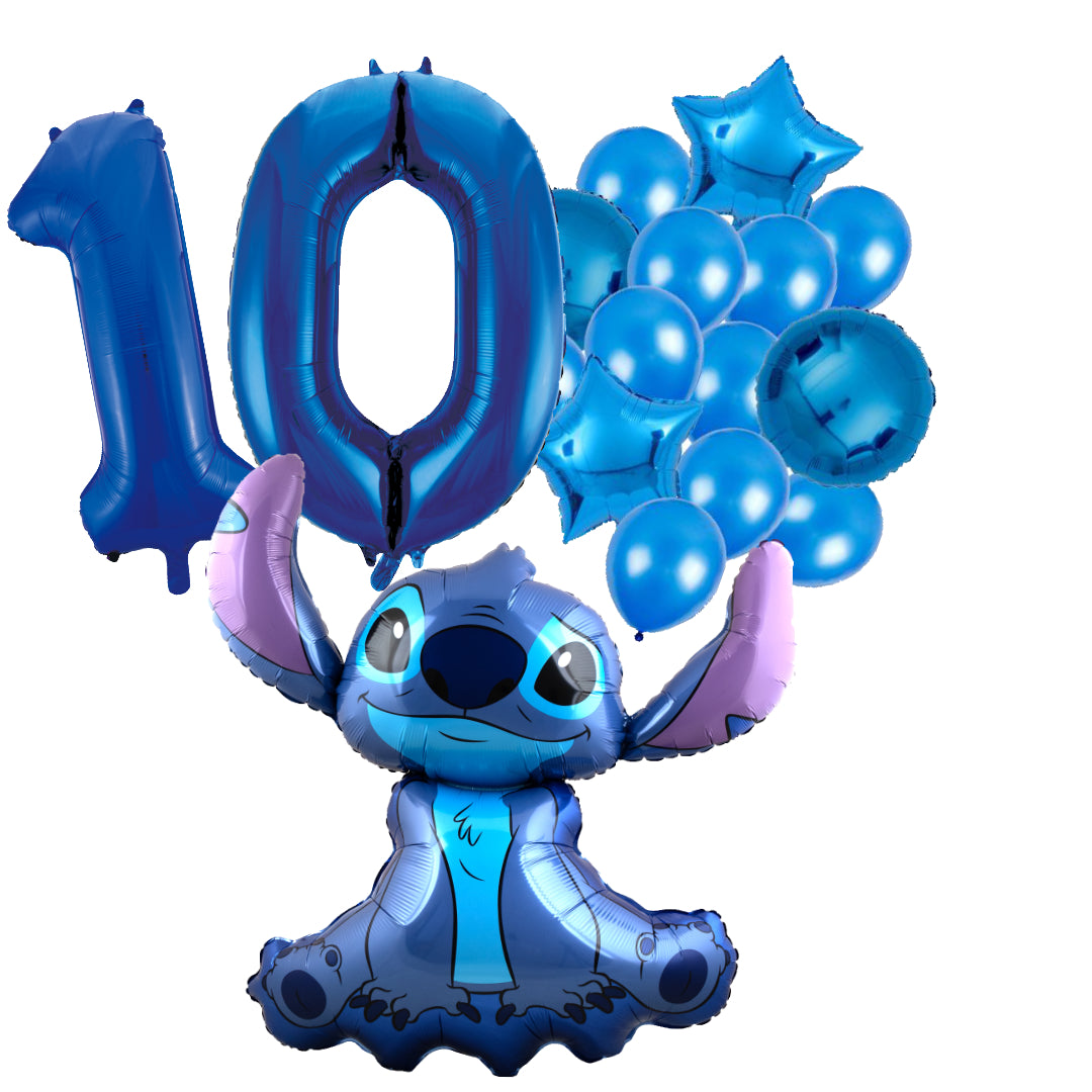 Stitch ballon set 10 jaar - 97x90cm folie ballon voor Disney themafeest