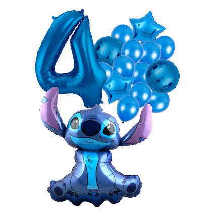 Stitch ballon set 4 jaar - 97x90cm folie ballon voor Disney themafeest