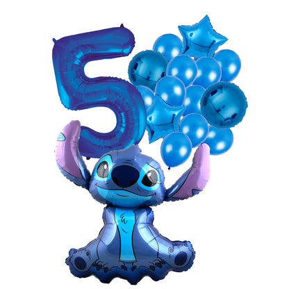 Stitch ballon set 5 jaar - 97x90cm folie ballon voor Disney themafeest