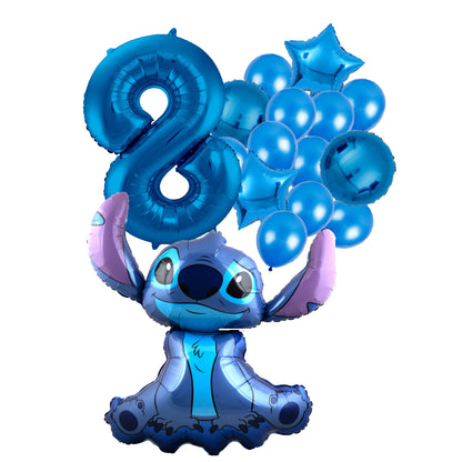 Stitch ballon set 8 jaar - 97x90cm folie ballon voor Disney themafeest