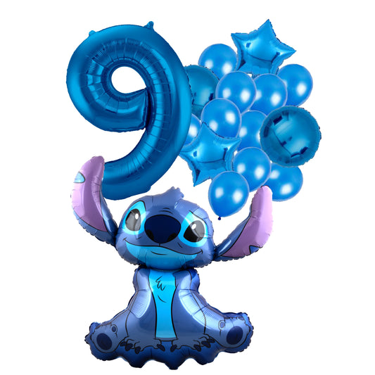 Stitch ballon set 9 jaar - 97x90cm folie ballon voor Disney themafeest